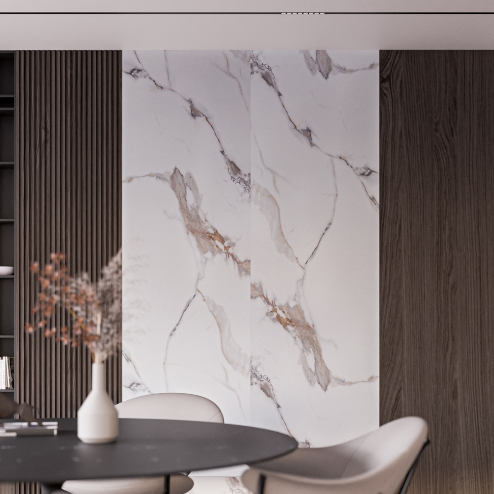 Panou decorativ perete Venezi, SPC, 280 x 96.5 cm, carrara