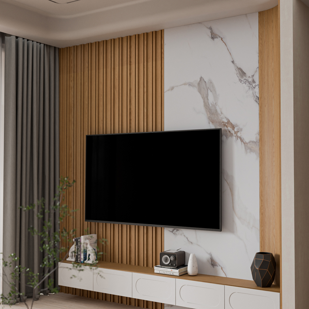 Panou decorativ perete Venezi, SPC, 280 x 96.5 cm, carrara