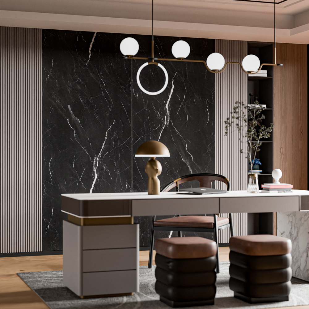 Panou decorativ perete Palermao, SPC, 280 x 96.5 cm, negru