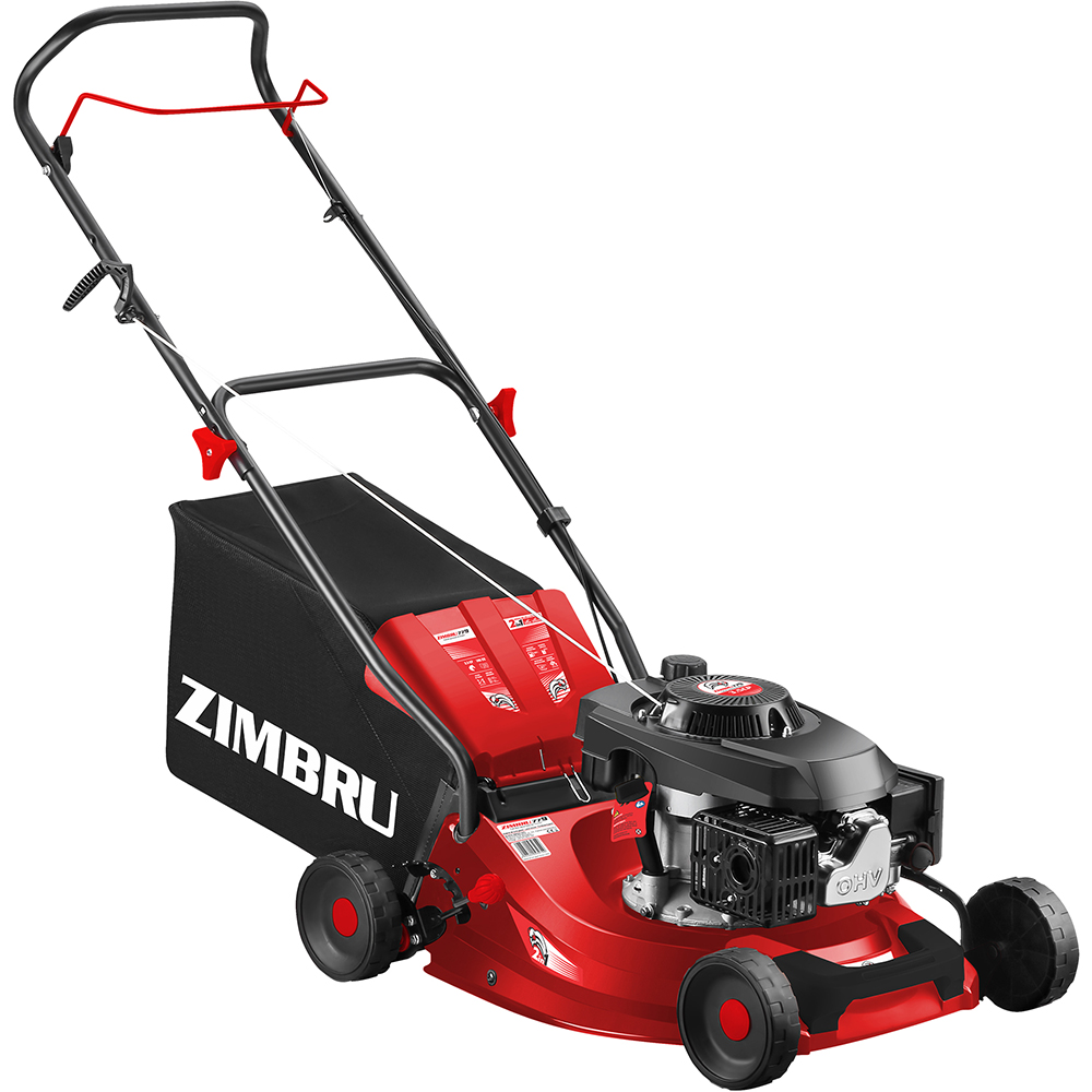 Masina de tuns gazonul RURIS Zimbru 779, Benzina, 3.5CP, 146CC, latime taiere 7 cm, cos 50L, rosu