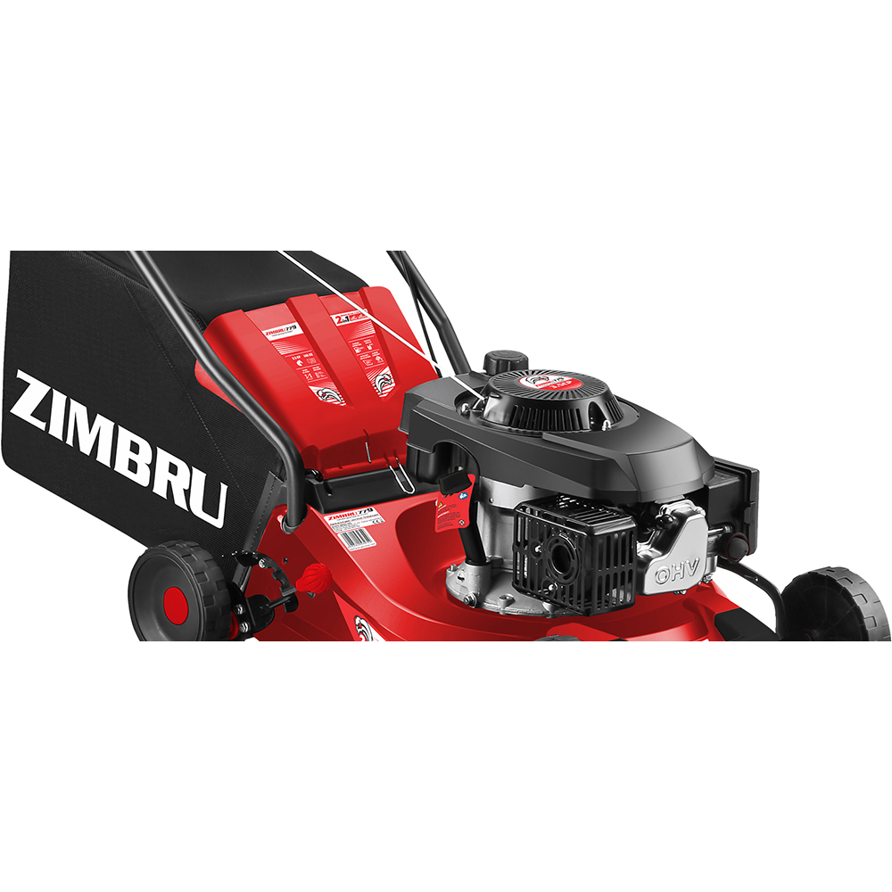 Masina de tuns gazonul RURIS Zimbru 779, Benzina, 3.5CP, 146CC, latime taiere 7 cm, cos 50L, rosu