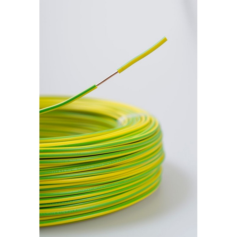 Cablu electric FY, 1 x 1,5 mmp, cupru rigid, verde galben, rola 100 m