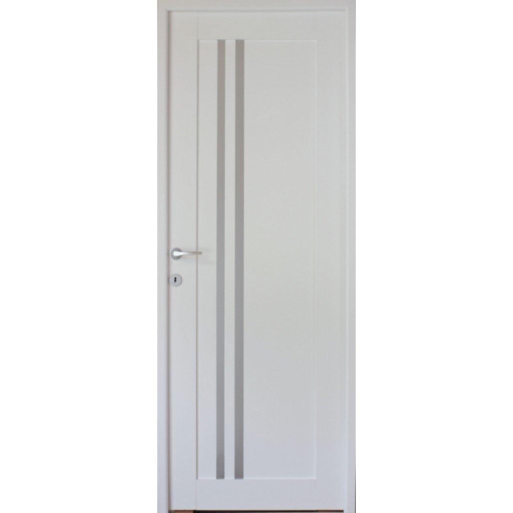 Usa interior Della, cu geam, reversibila, MDF, 78 x 203 cm, alb