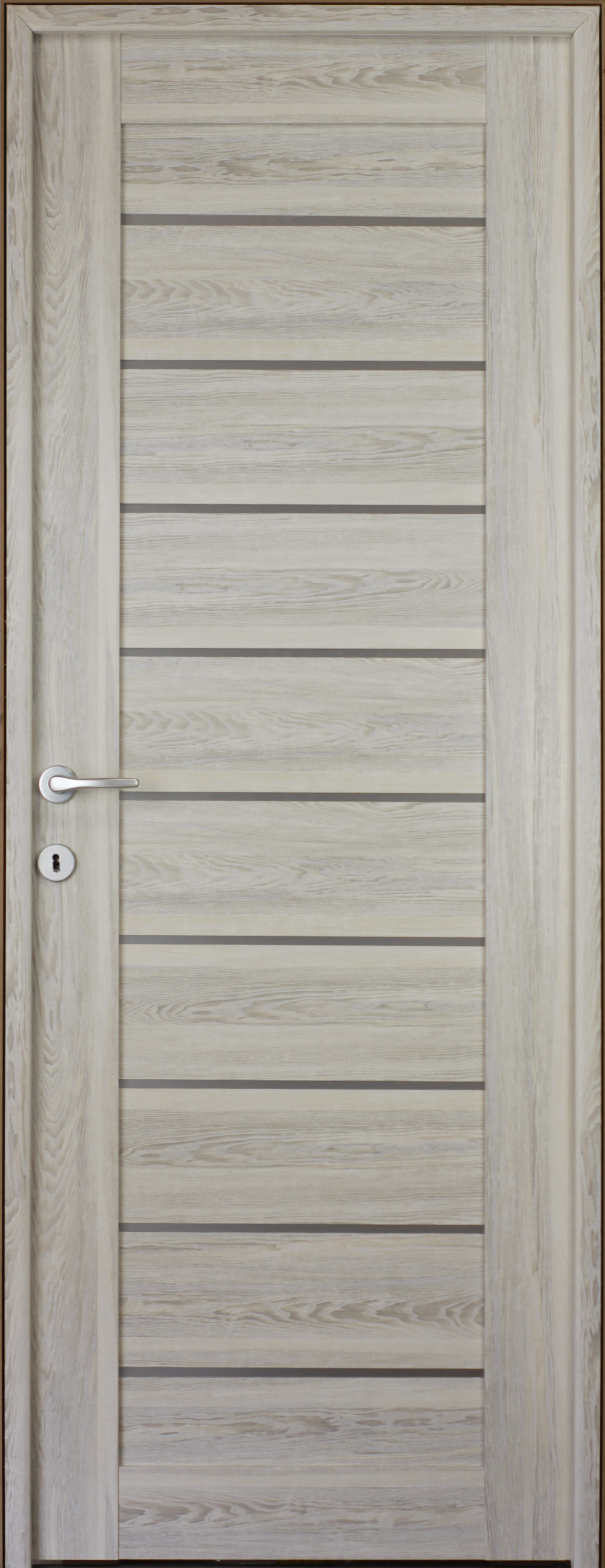 Usa interior Tarra, cu geam, reversibila, MDF, 88 x 203 cm, gri deschis
