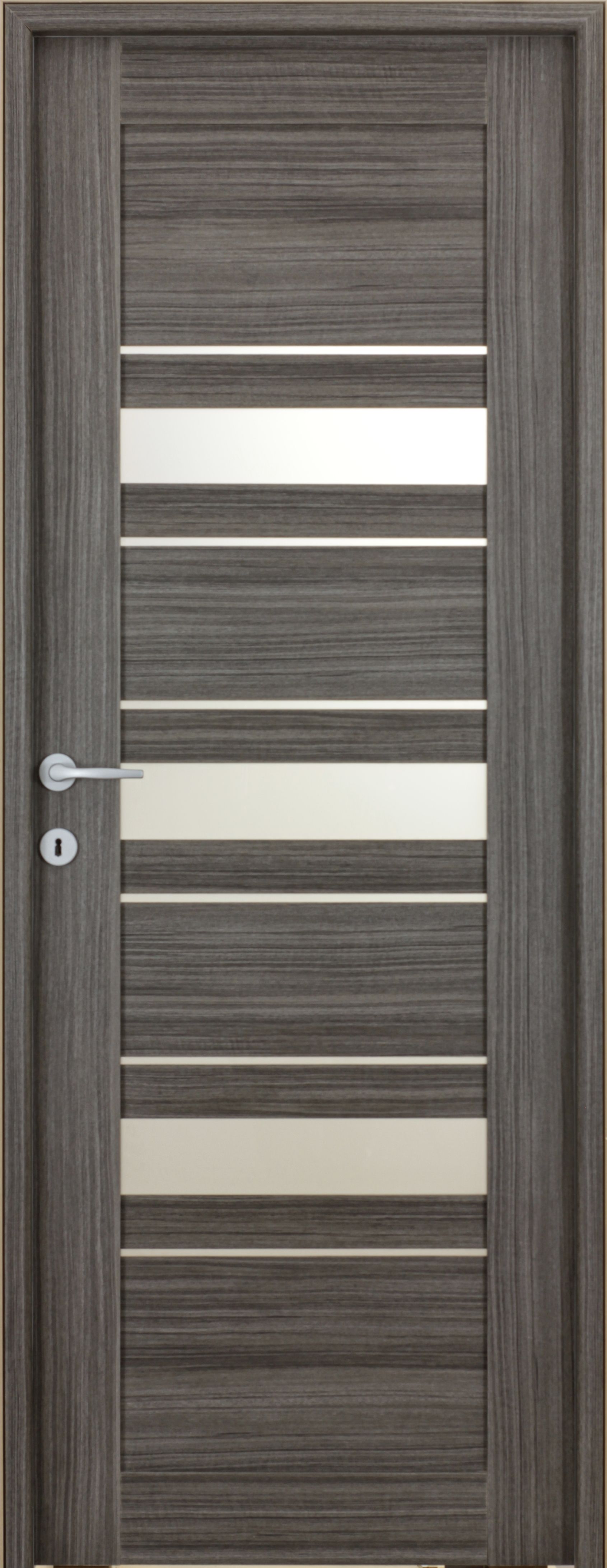 Usa interior Dora, cu geam, reversibila, MDF, 68 x 203 cm, negru periat