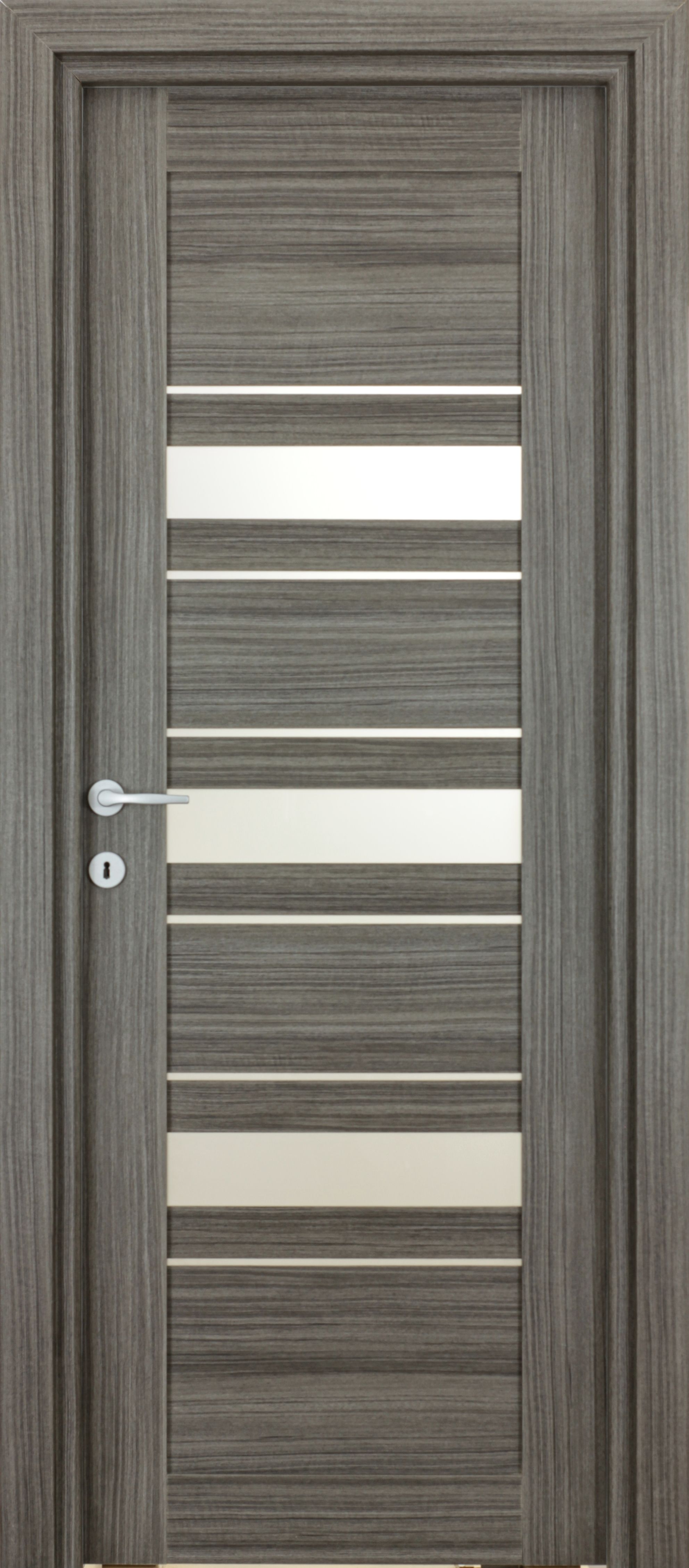Usa interior Dora, cu geam, reversibila, MDF, 78 x 203 cm, negru periat