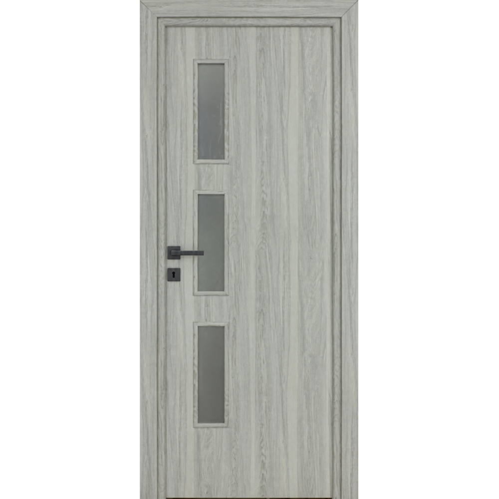 Usa interior Karpat Solo, cu geam, reversibila, MDF, 68 x 203 cm, gri deschis