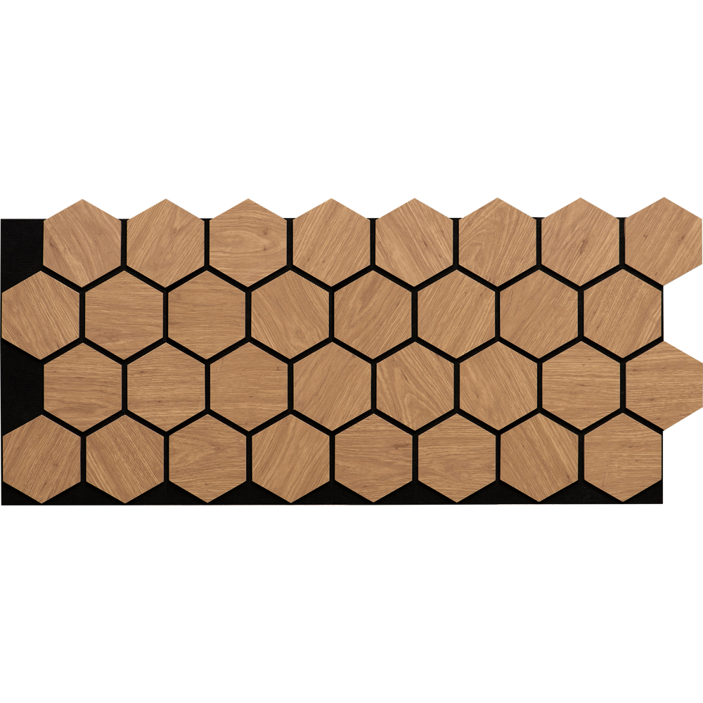 Set panou acustic VELTA DOORS, 300 x 520 x 16 mm, hexagon, maro