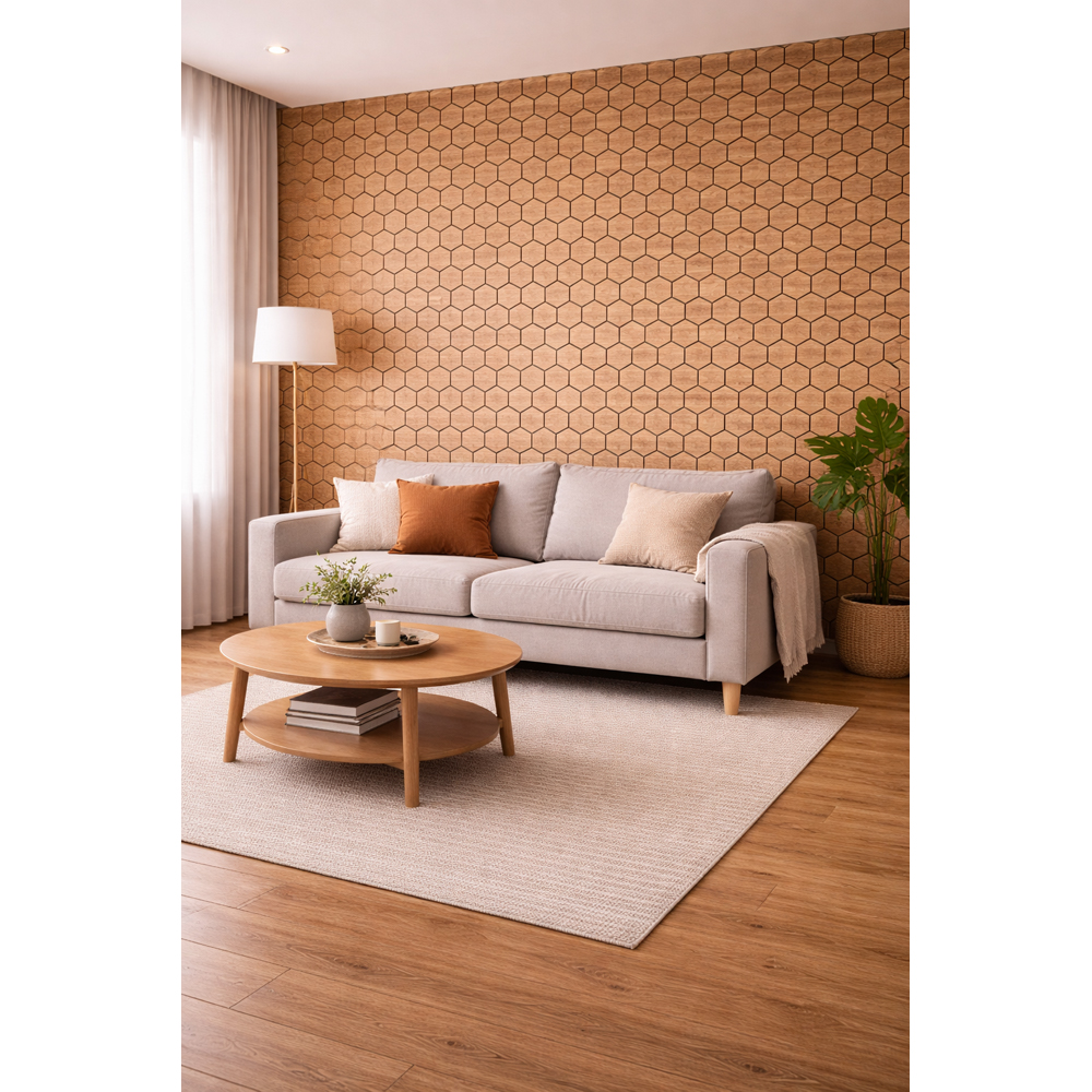 Set panou acustic VELTA DOORS, 300 x 520 x 16 mm, hexagon, maro