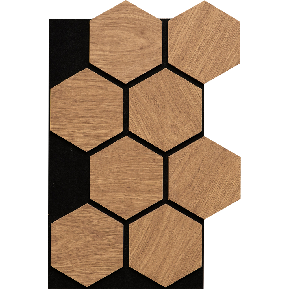 Set panou acustic VELTA DOORS, 300 x 520 x 16 mm, hexagon, maro