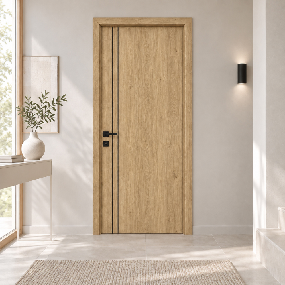 Usa interior Verto 2, fara geam, reversibila, MDF, 88 x 203 cm, stejar