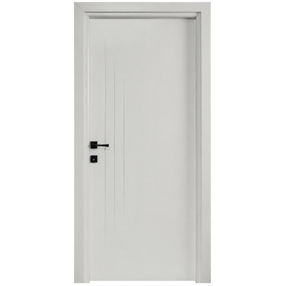 Usa interior Three Lines, fara geam, reversibila, MDF, 88 x 203 cm, crem