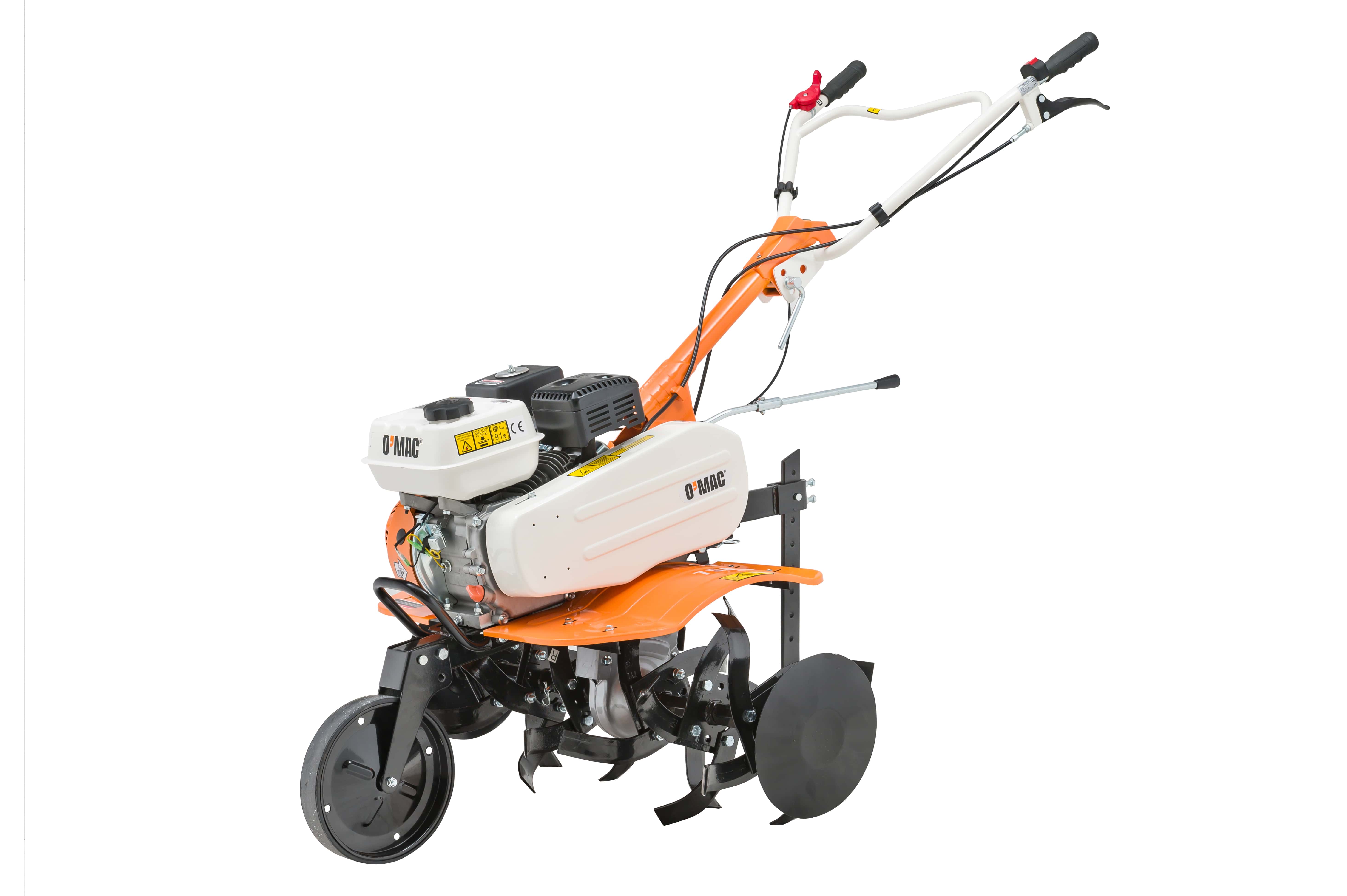 Motocultor pe benzina, O'Mac, 212 CC, 7 CP, latime de lucru 50-90 cm, 4 timpi, roti cauciuc,plug si rarita