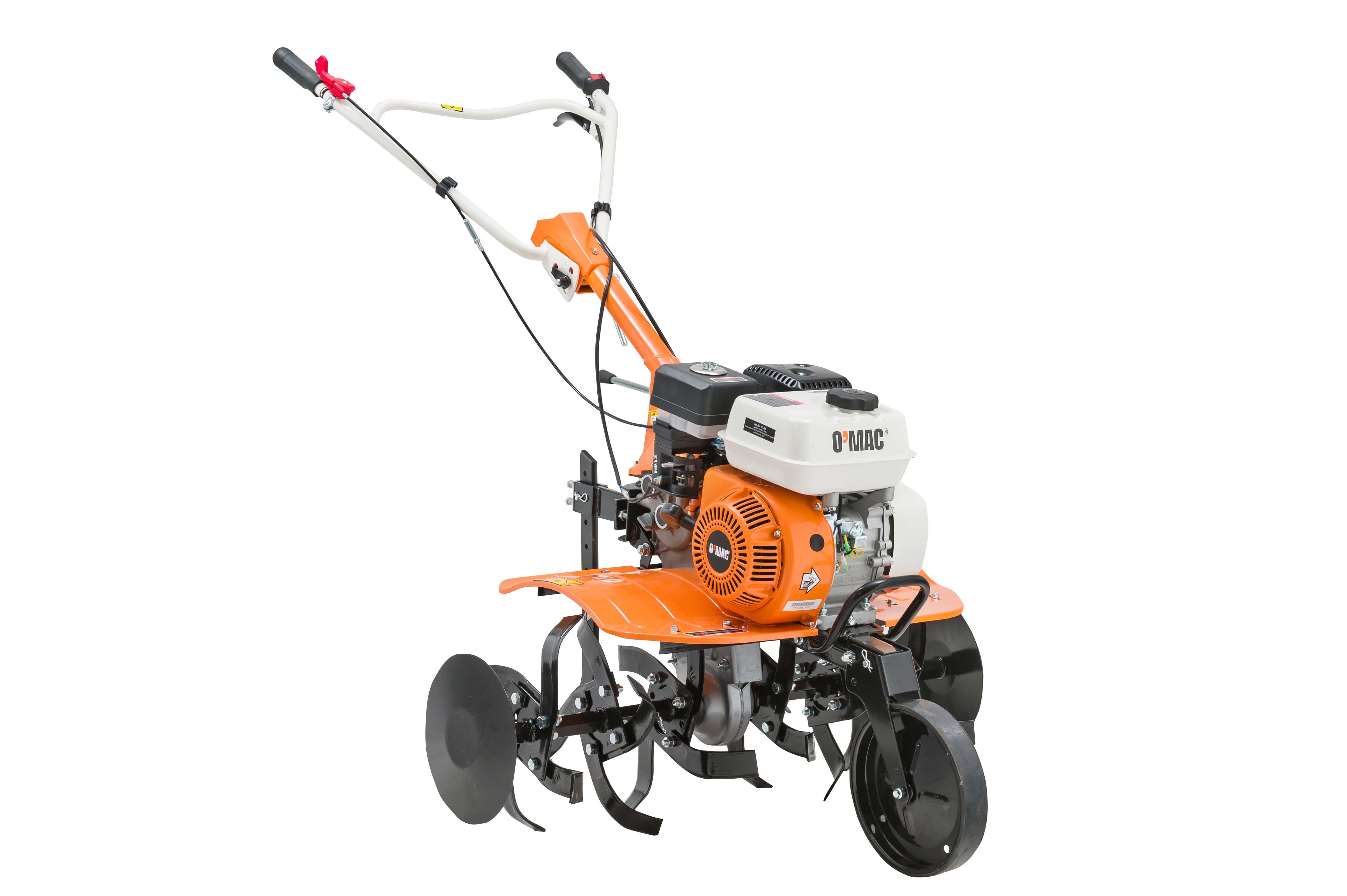 Motocultor pe benzina, O'Mac, 212 CC, 7 CP, latime de lucru 50-90 cm, 4 timpi, roti cauciuc,plug si rarita