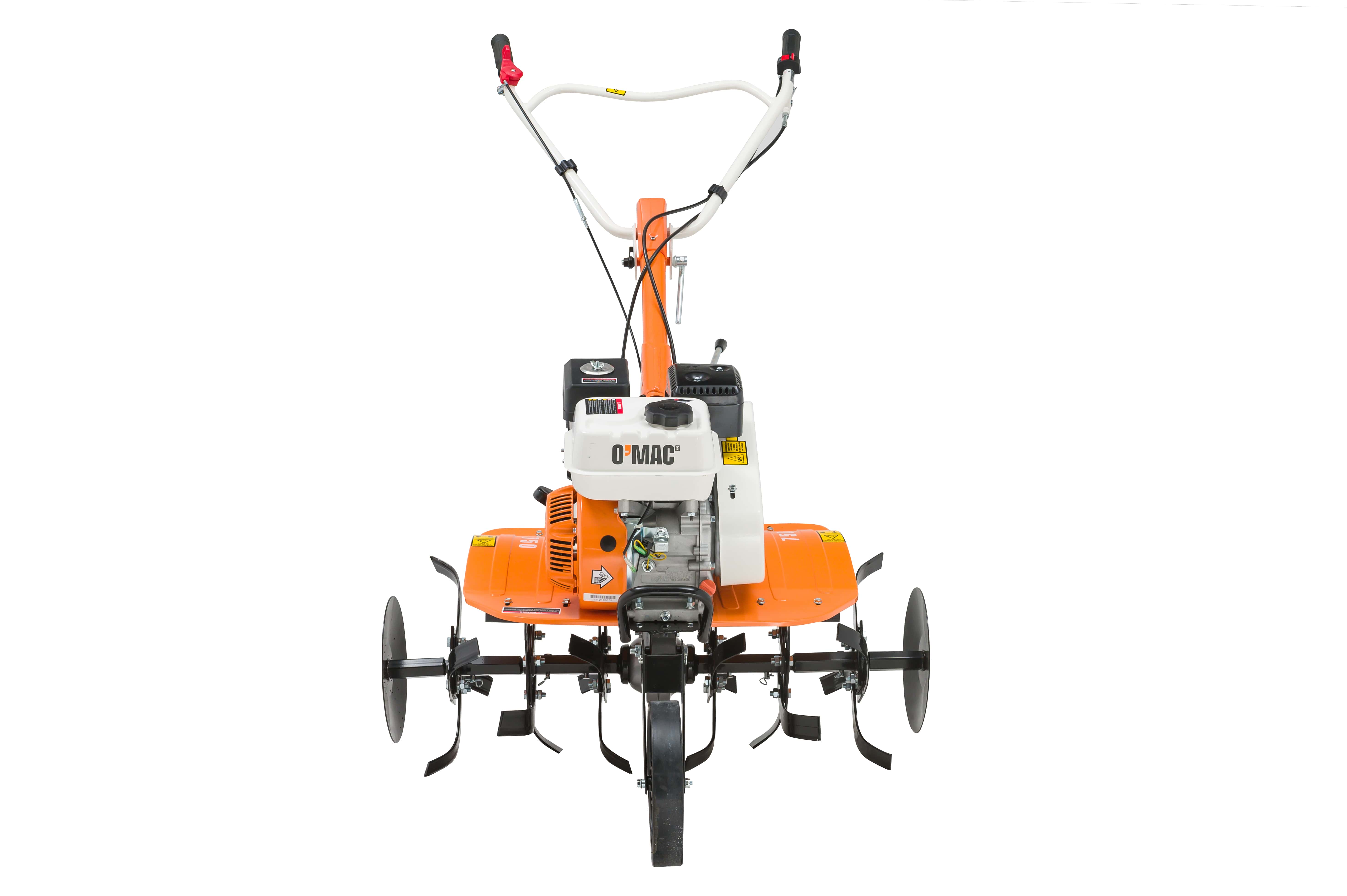 Motocultor pe benzina, O'Mac, 212 CC, 7 CP, latime de lucru 50-90 cm, 4 timpi, roti cauciuc,plug si rarita