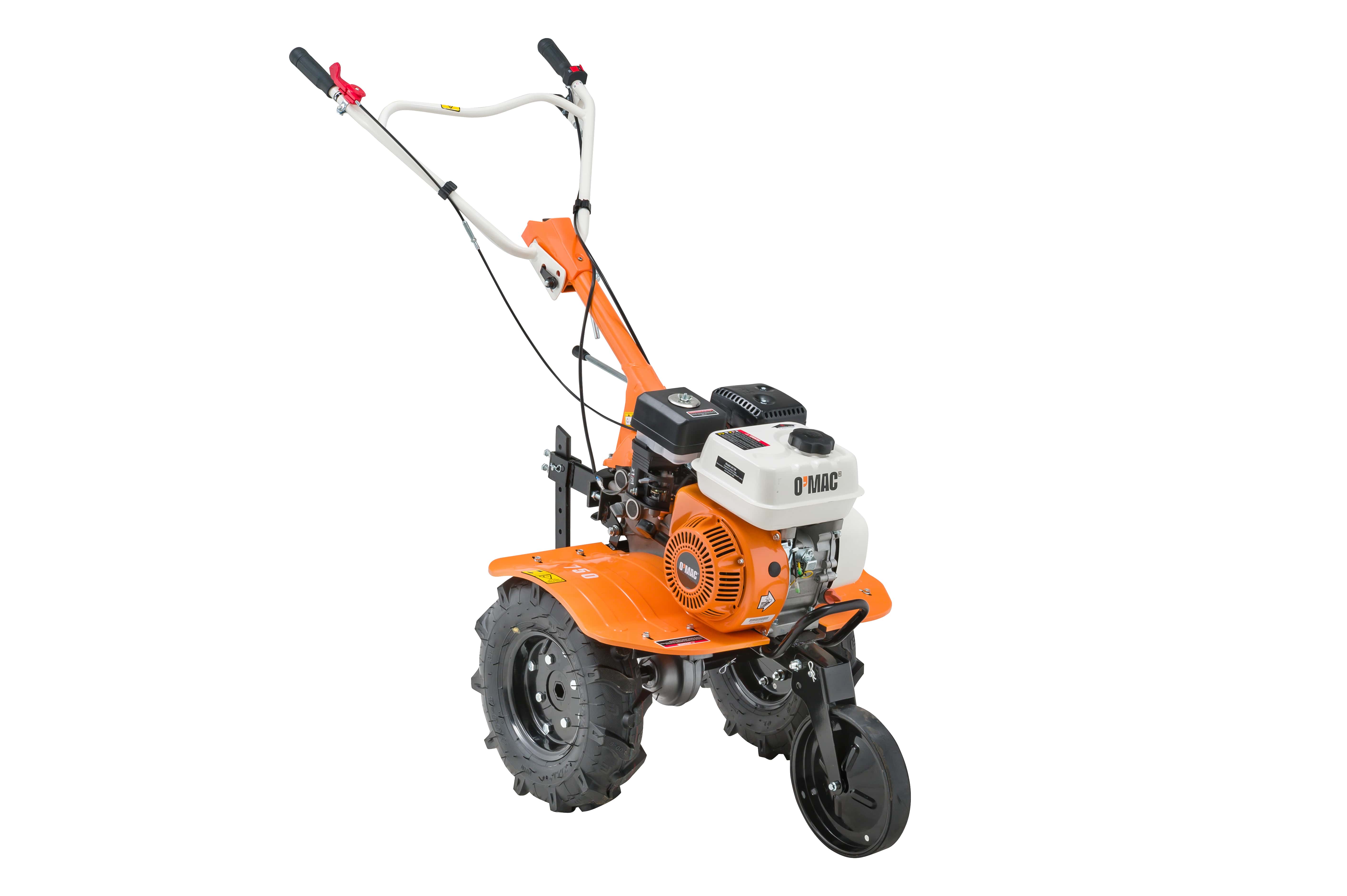 Motocultor pe benzina, O'Mac, 212 CC, 7 CP, latime de lucru 50-90 cm, 4 timpi, roti cauciuc,plug si rarita