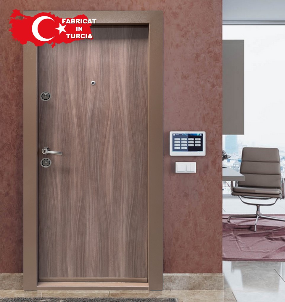 Usa de intrare pentru apartament BC112, fara geam, dreapta, metal, 77 x 194 cm, grafit