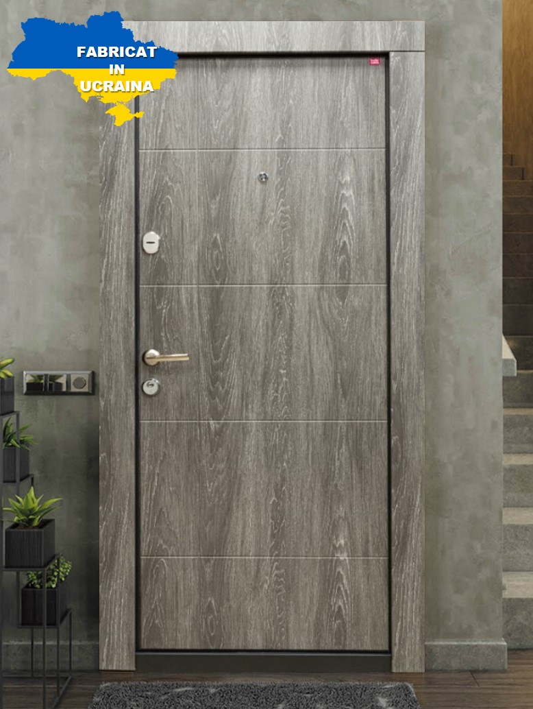Usa de intrare pentru apartament BELLA CASA BC108, fara geam, stanga, metal, 86 x 202 cm, gri