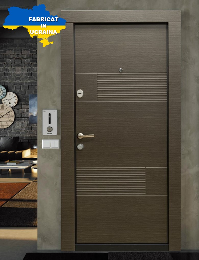 Usa de intrare pentru apartament BELLA CASA BC106, fara geam, dreapta, metal, 77 x 194 cm, grej