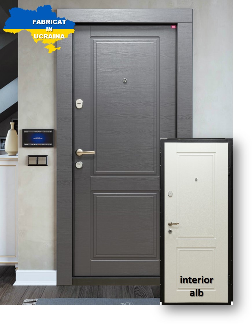 Usa de intrare pentru apartament BELLA CASA BC105, fara geam, dreapta, metal, 86 x 202 cm, antracit