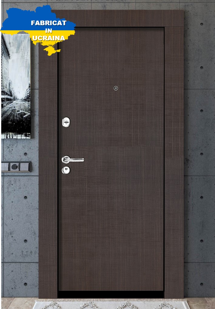 Usa de intrare pentru apartament BELLA CASA M92, fara geam, stanga, metal, 86 x 205 cm, wenge