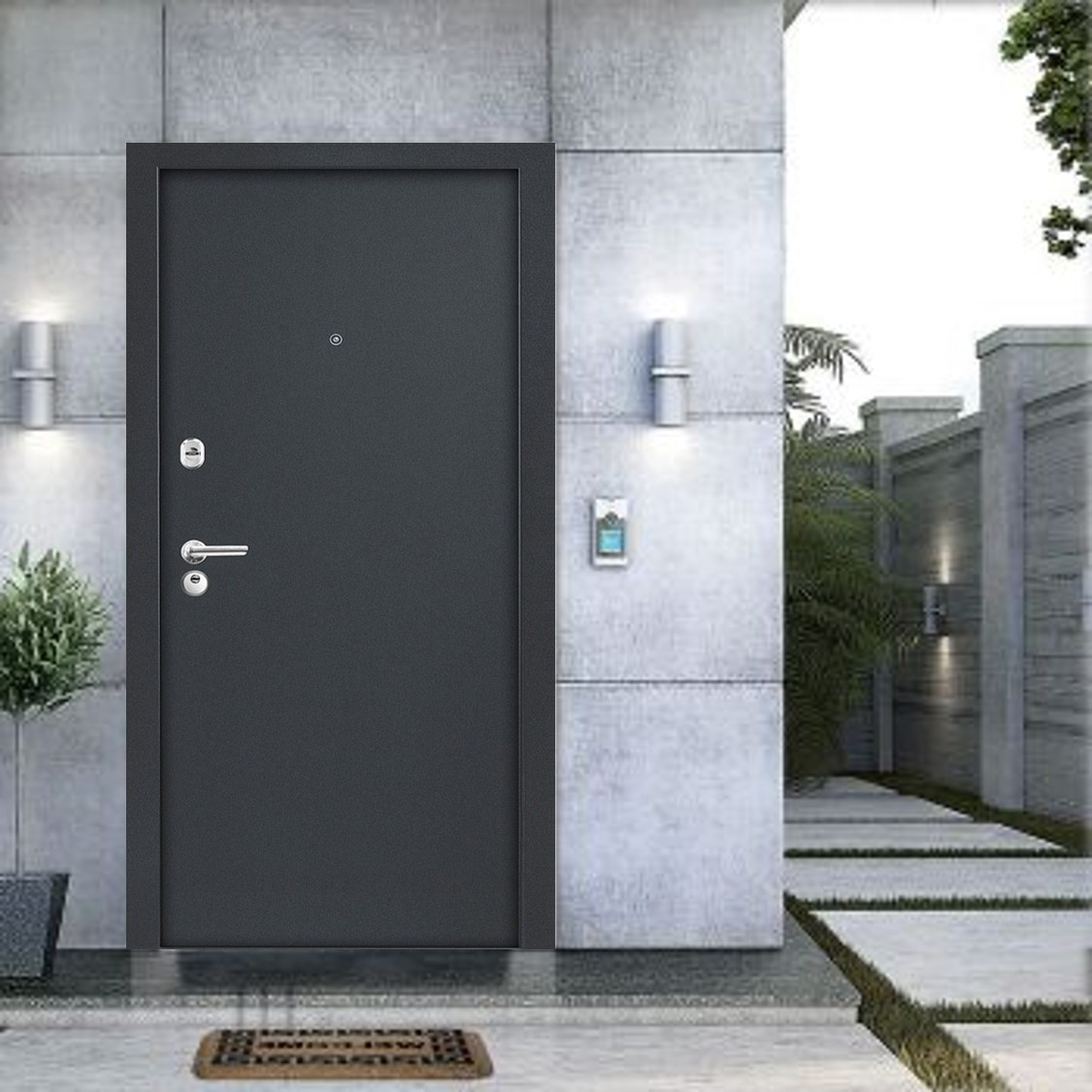 Usa de intrare pentru apartament BELLA CASA BC 100, fara geam, stanga, metal, 86 x 205 cm, gri