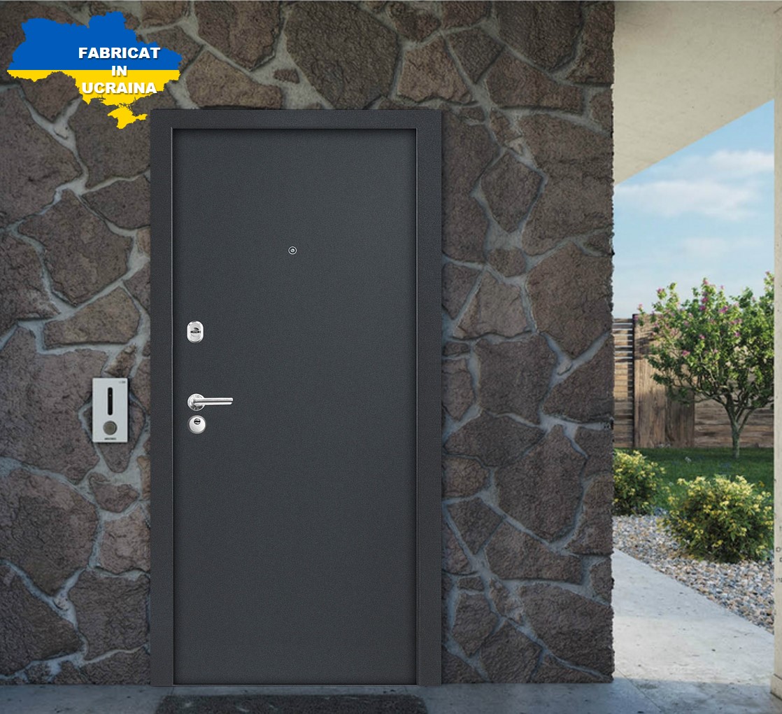 Usa de intrare pentru apartament BELLA CASA BC 100, fara geam, stanga, metal, 86 x 205 cm, gri
