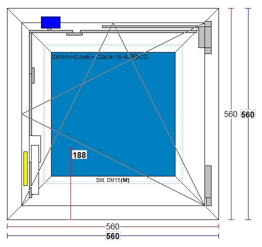 Fereastra termopan FENSTERWELT, PVC, 5 camere, 56 x 56 cm, deschidere oscilobatanta dreapta, alb