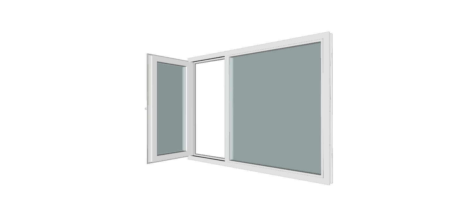 Fereastra termopan FENSTERWELT, PVC, 5 camere, 160 x 116 cm, deschidere fixa + batanta stanga, alb