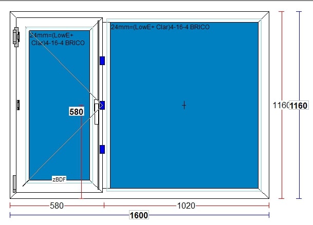 Fereastra termopan FENSTERWELT, PVC, 5 camere, 160 x 116 cm, deschidere fixa + batanta stanga, alb