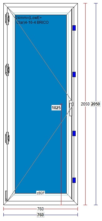 Usa exterior FENSTERWELT, cu geam, 5 camere, stanga, PVC, 76 x 205 cm, alb