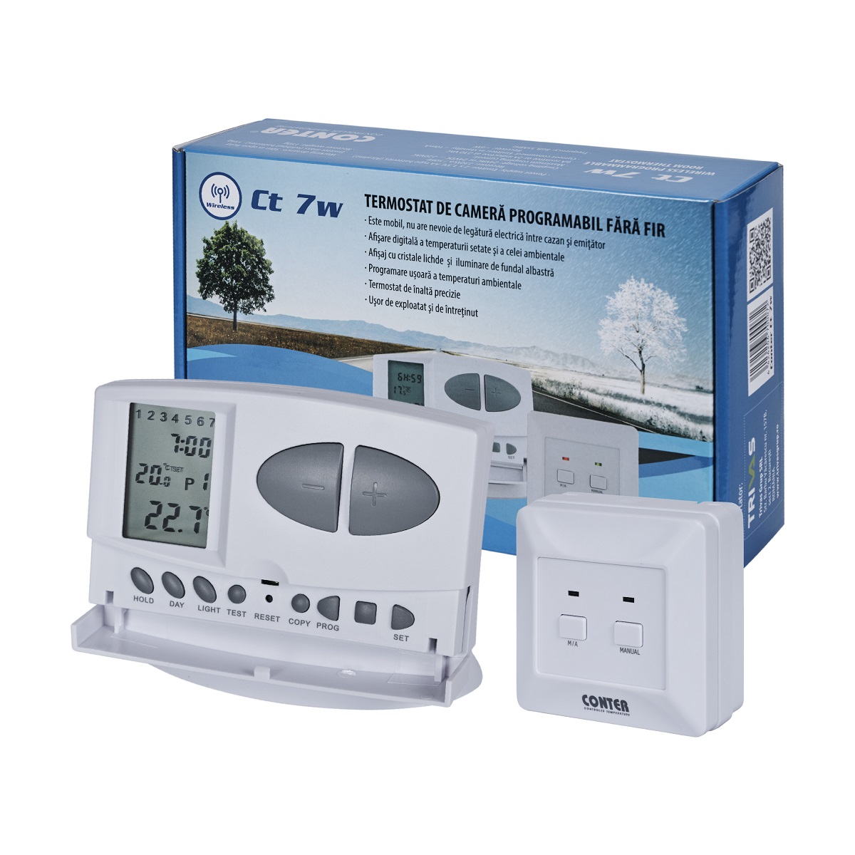 Termostat de camera programabil fara fir Conter CT7W