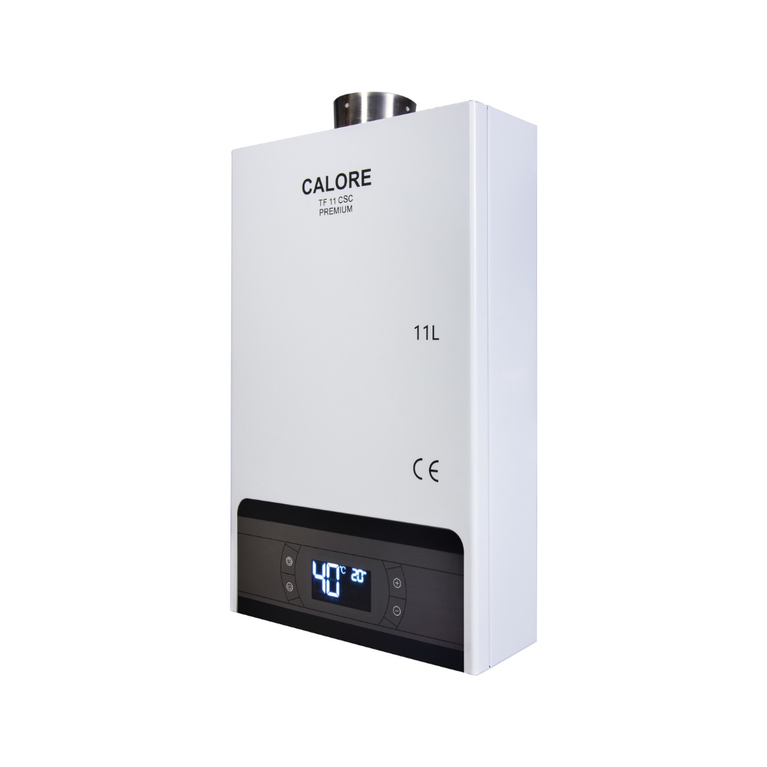 Instant apa calda pe gaz GPL/GN Calore Premium, 11l/min, 22kW, tiraj fortat, alb