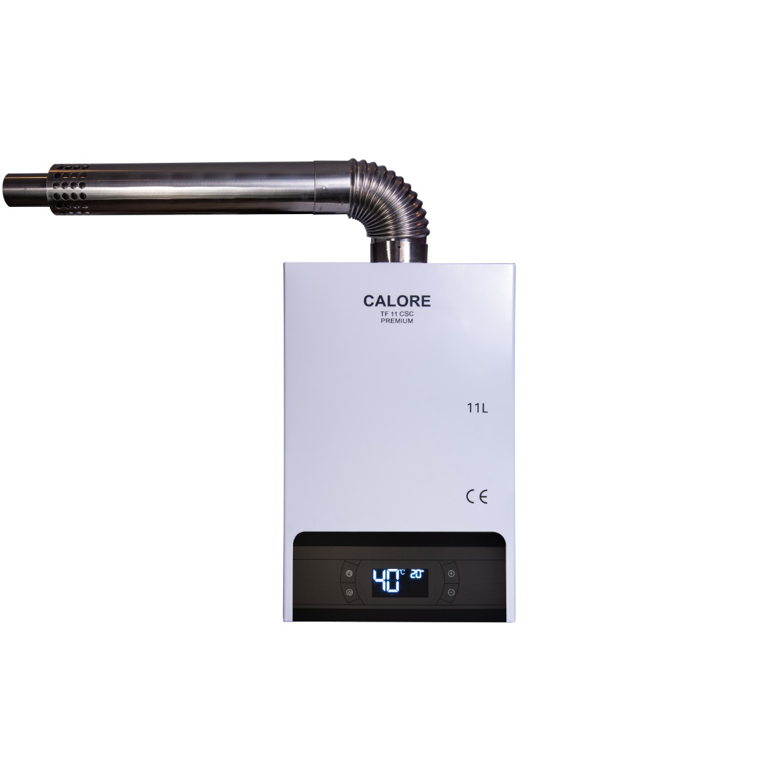 Instant apa calda pe gaz GPL/GN Calore Premium, 11l/min, 22kW, tiraj fortat, alb
