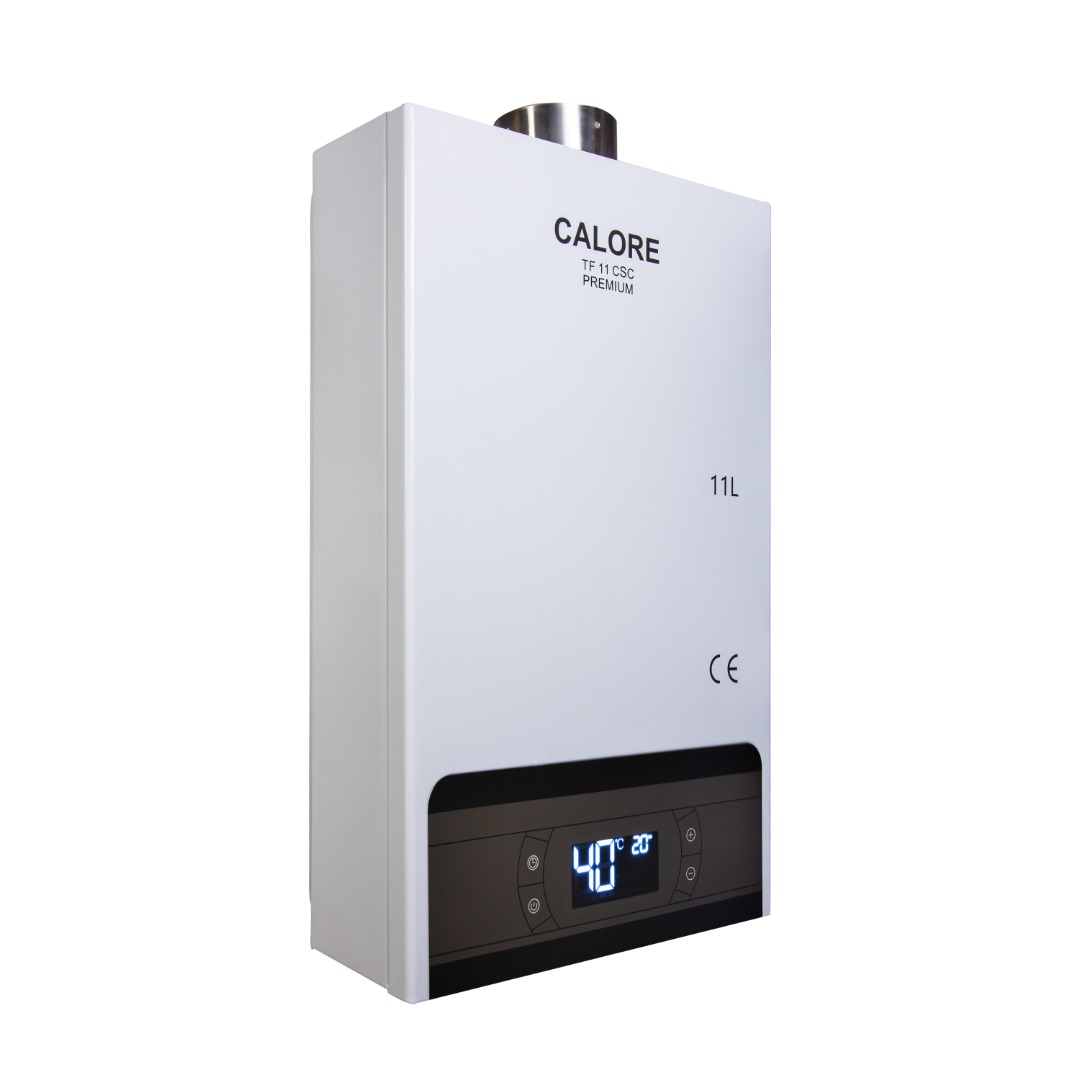 Instant apa calda pe gaz GPL/GN Calore Premium, 11l/min, 22kW, tiraj fortat, alb