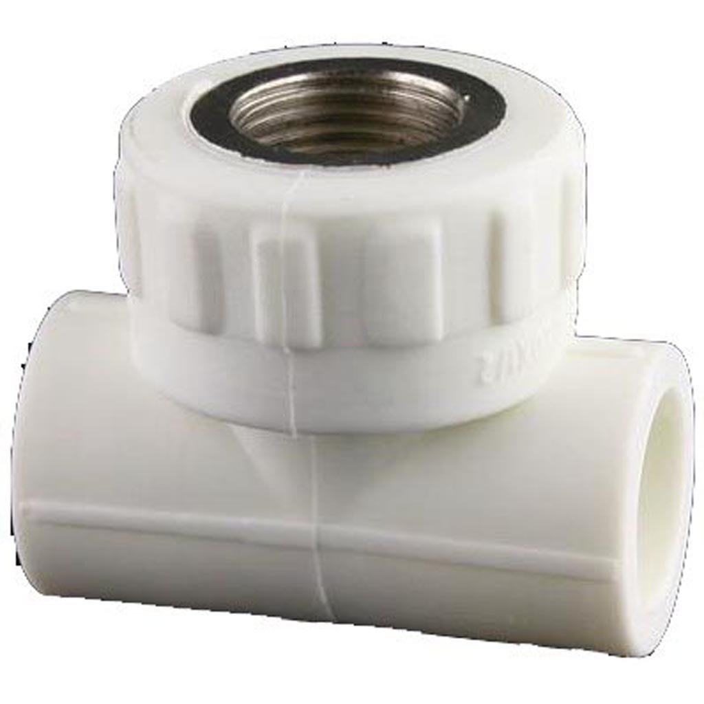 Teu plastic cu filet interior, diametru 25 mm, racord 3/4 alb