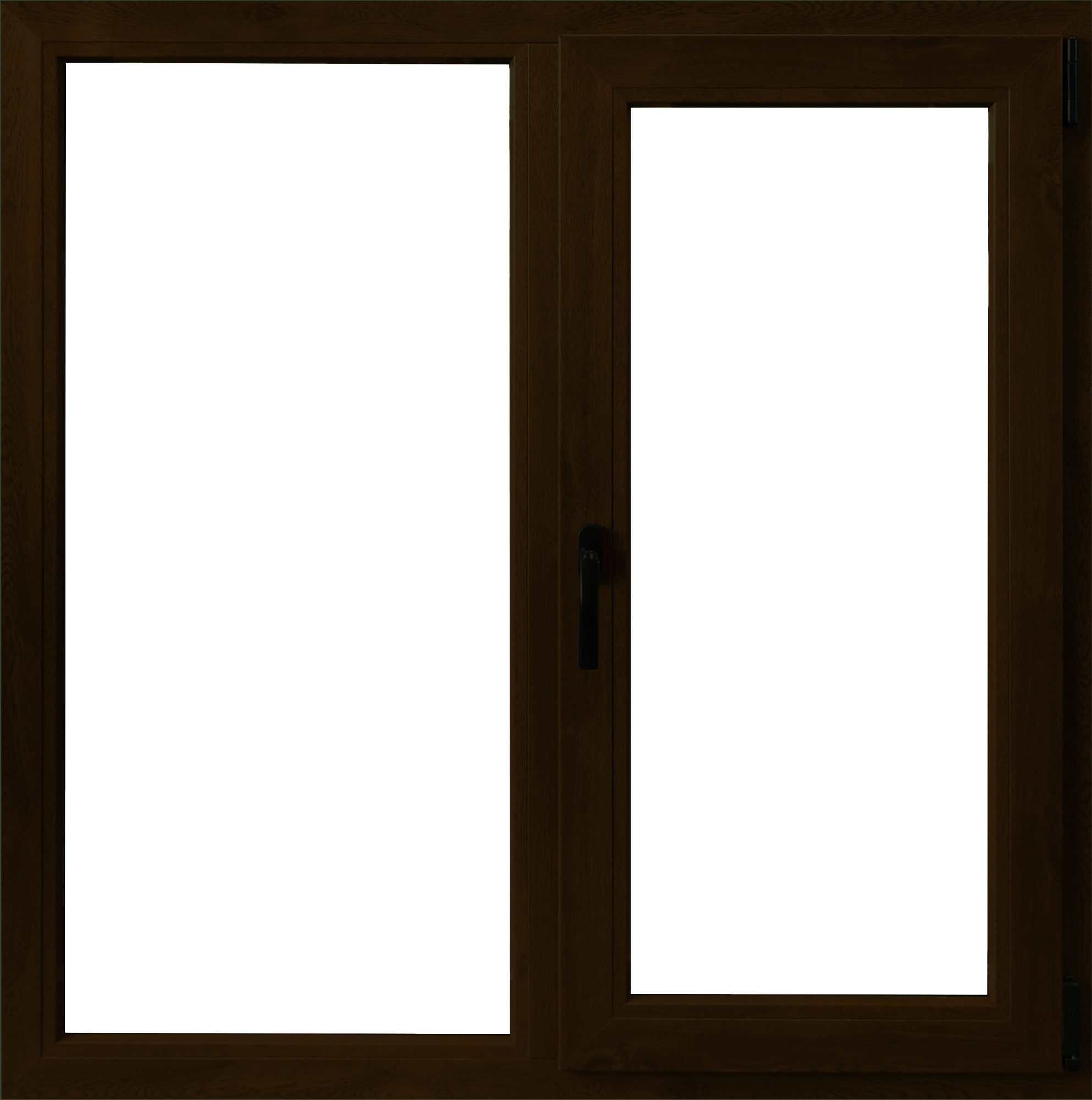 Fereastra termopan APLAST, PVC, 6 camere, 116 x 116 cm, deschidere oscilobatanta dreapta, maro inchis