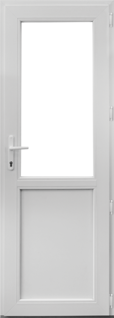 Usa exterior APLAST, cu geam, dreapta, PVC, 88 x 205 cm, alb