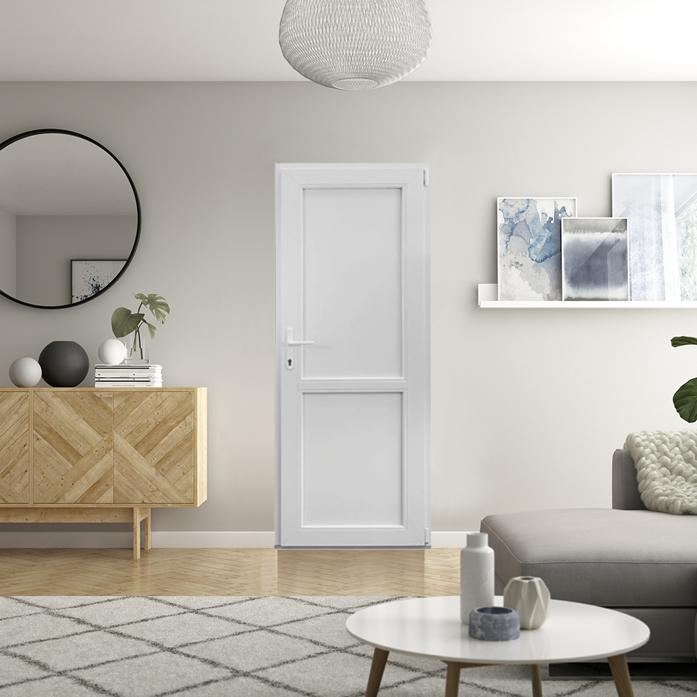 Usa exterior APLAST, fara geam, stanga, PVC, 78 x 205 cm, alb