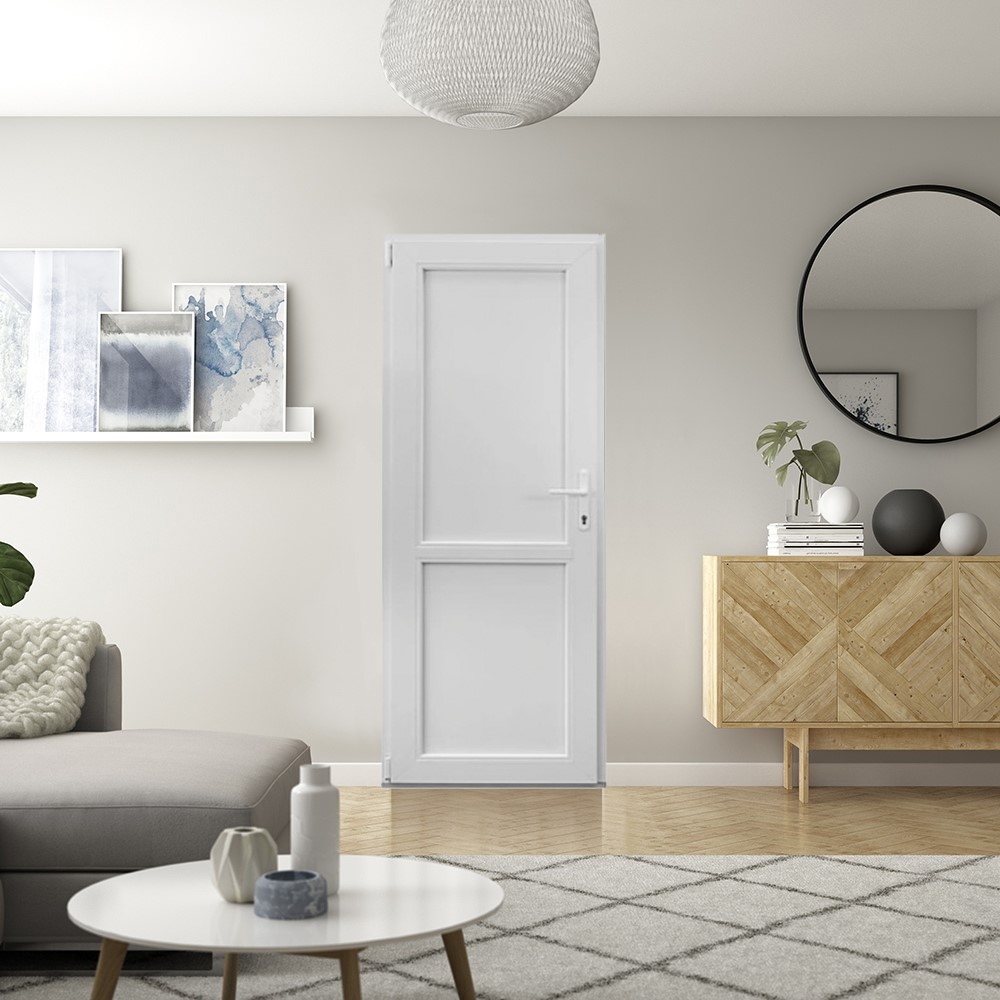 Usa exterior APLAST, fara geam, dreapta, PVC, 78 x 205 cm, alb