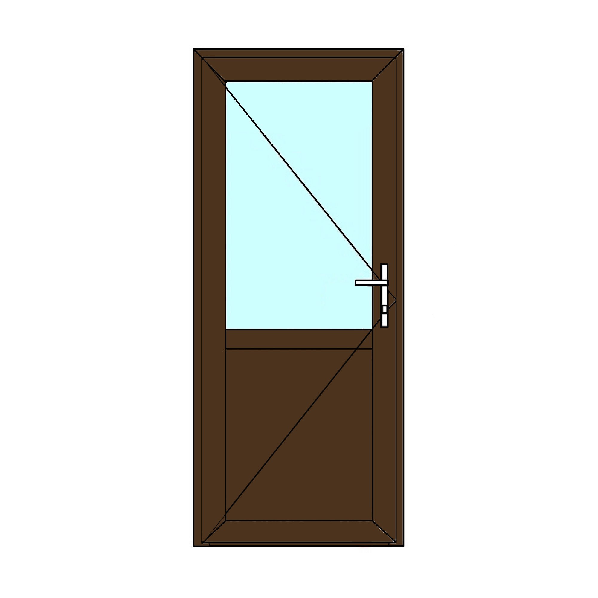 Usa exterior APLAST, cu geam, dreapta, PVC, 88 x 205 cm, maro inchis