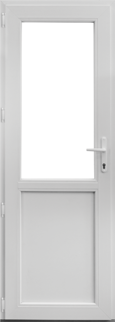 Usa exterior APLAST, cu geam, stanga, PVC, 88 x 195 cm, alb