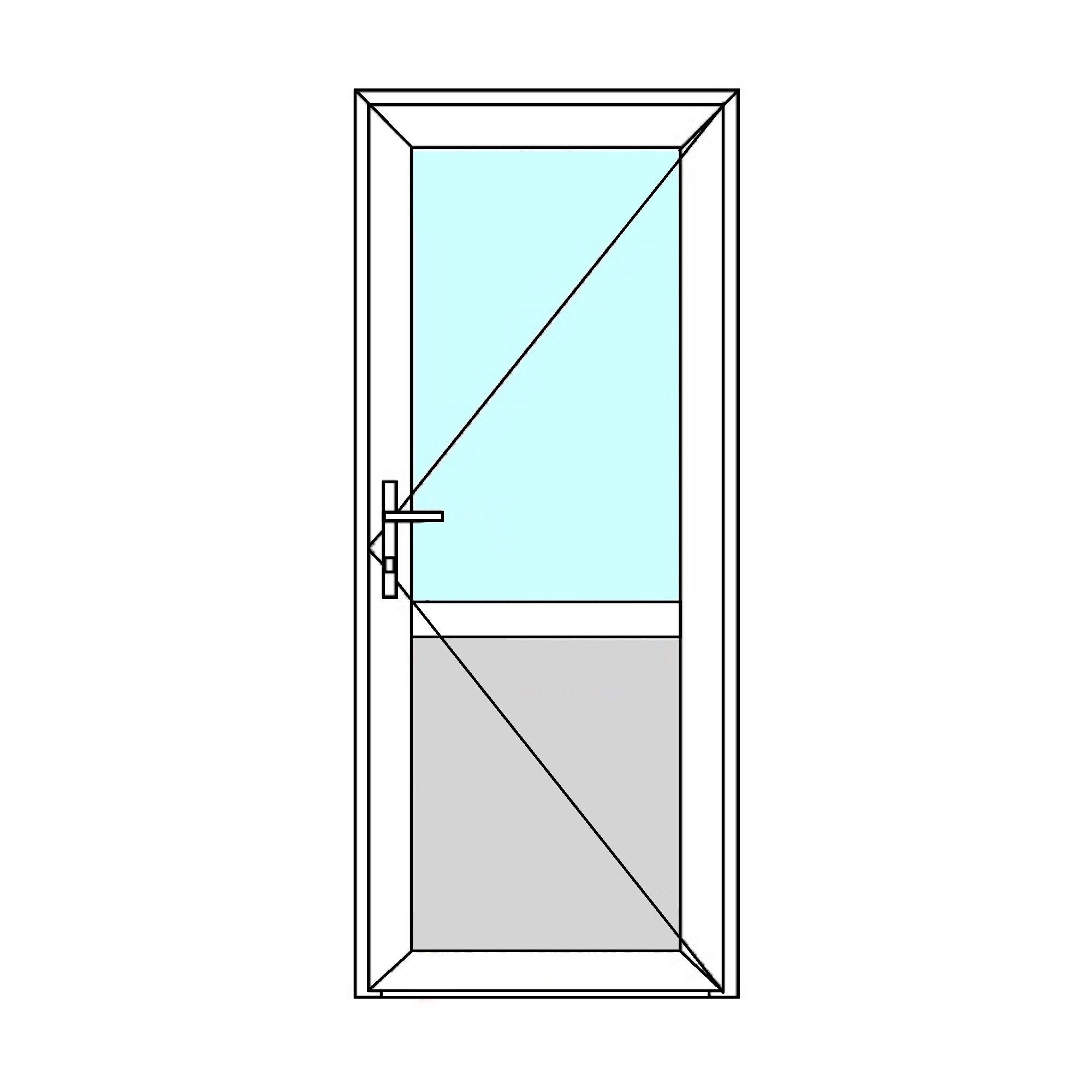 Usa exterior APLAST, cu geam, dreapta, PVC, 89 x 195 cm, alb