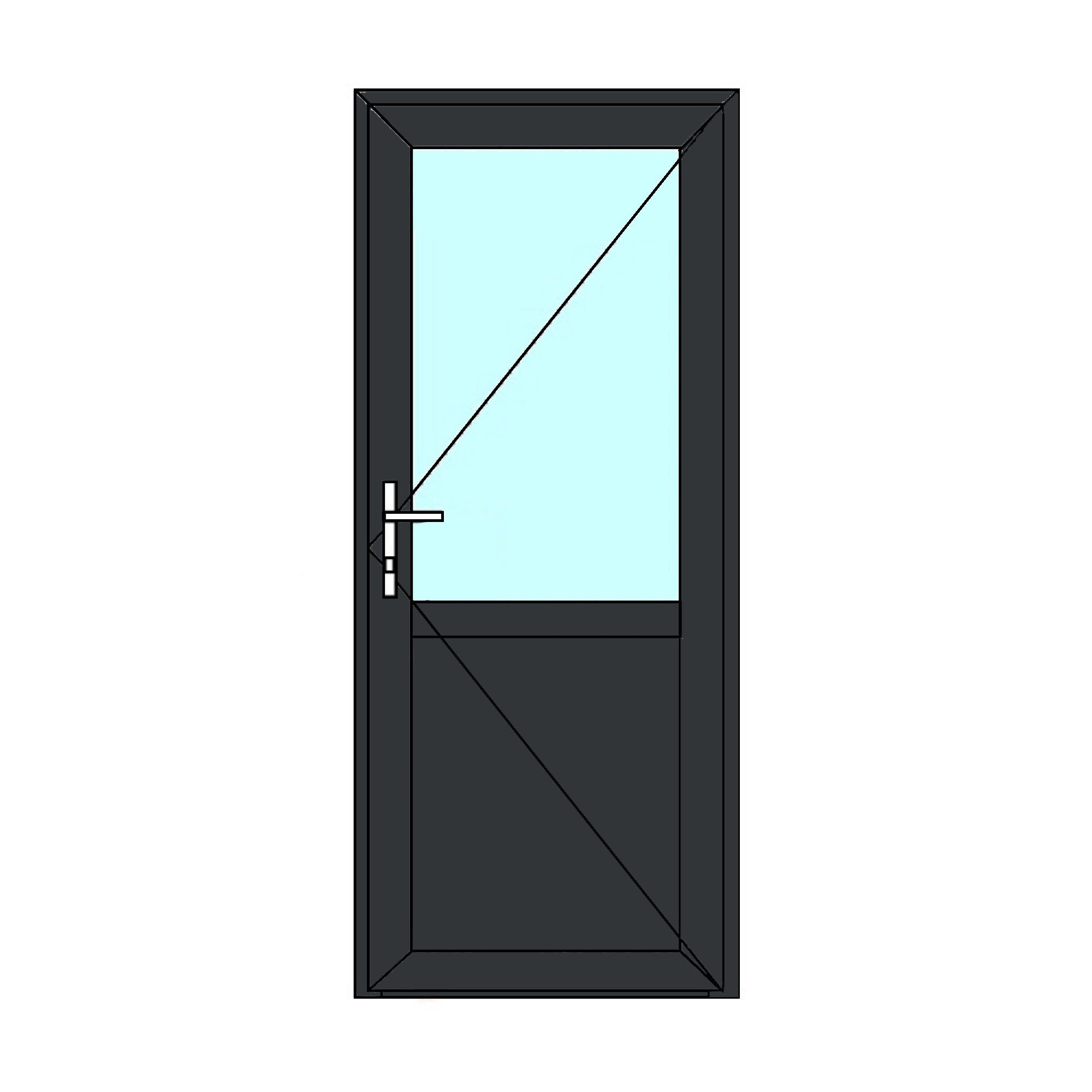 Usa exterior APLAST, cu geam, stanga, PVC, 5 camere, 2/3, 86 x 204 cm, gri antracit