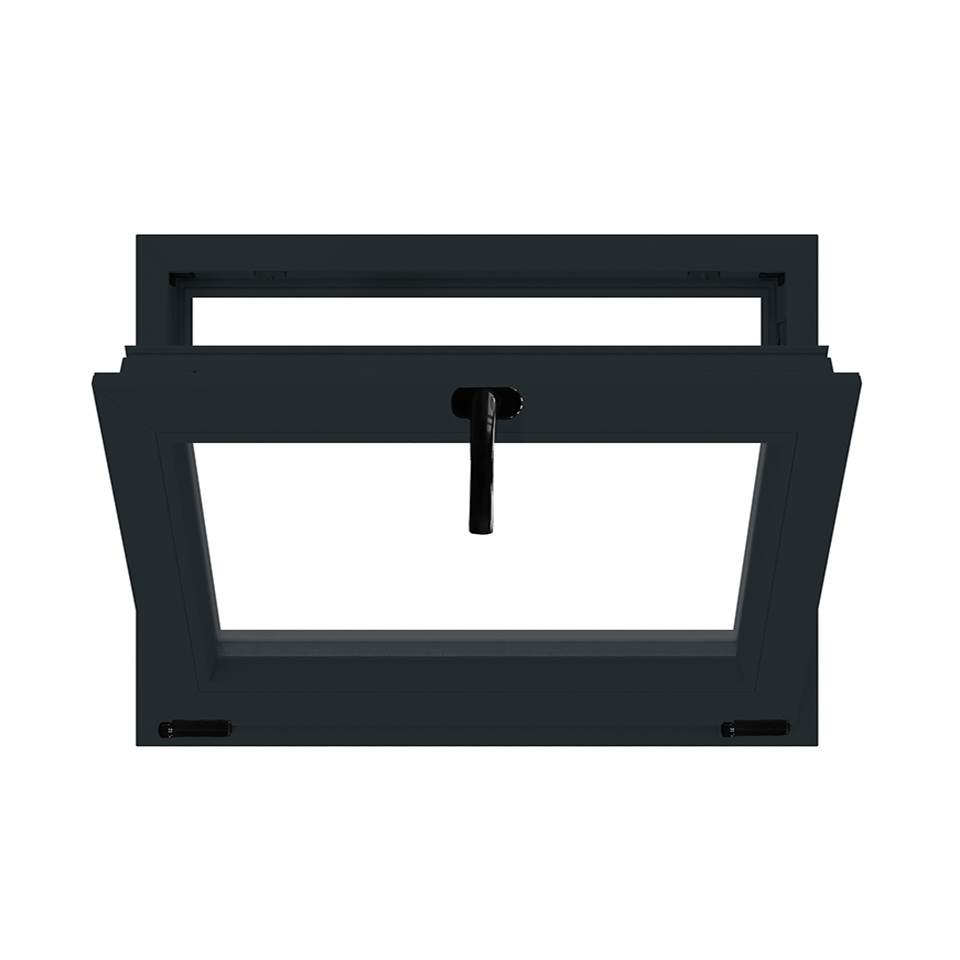 Fereastra termopan APLAST, PVC, 6 camere, 96 x 56 cm, deschidere oscilobatanta in jos, gri antracit