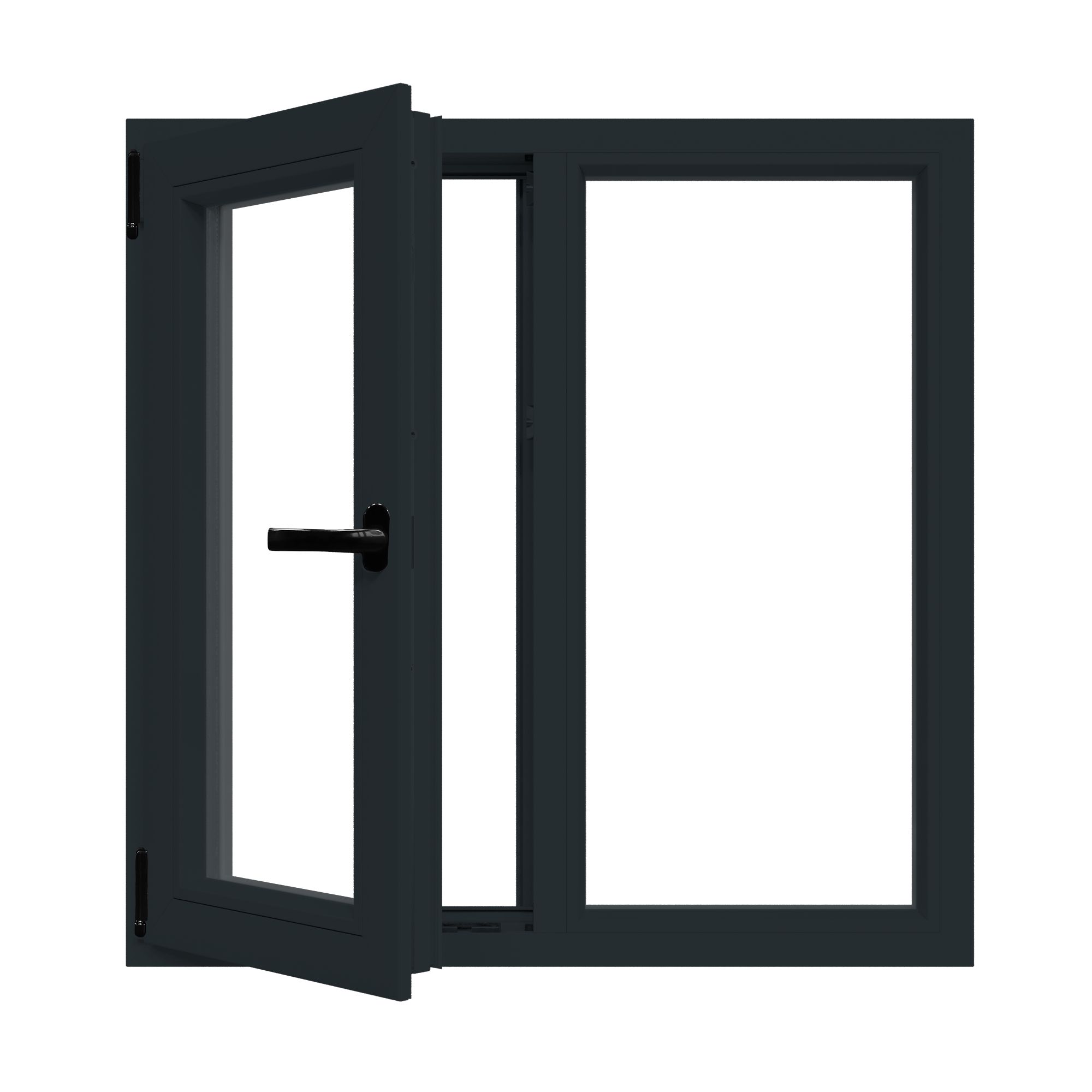 Fereastra termopan APLAST, PVC, 6 camere, 116 x 116 cm, deschidere oscilobatanta dreapta, gri antracit