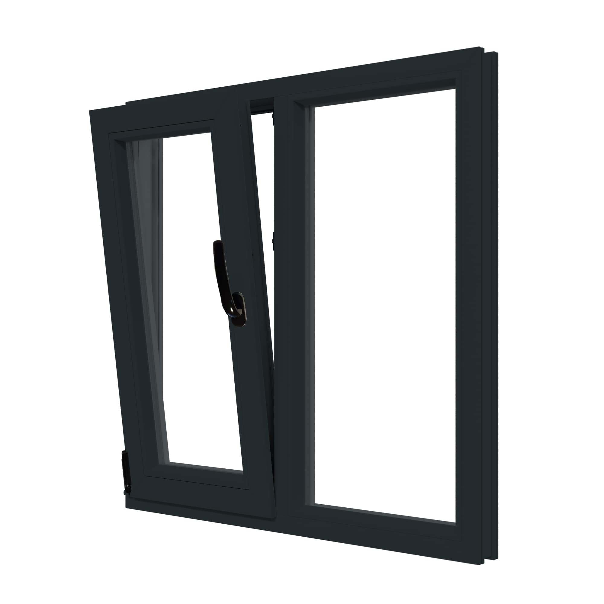 Fereastra termopan APLAST, PVC, 6 camere, 116 x 116 cm, deschidere oscilobatanta dreapta, gri antracit