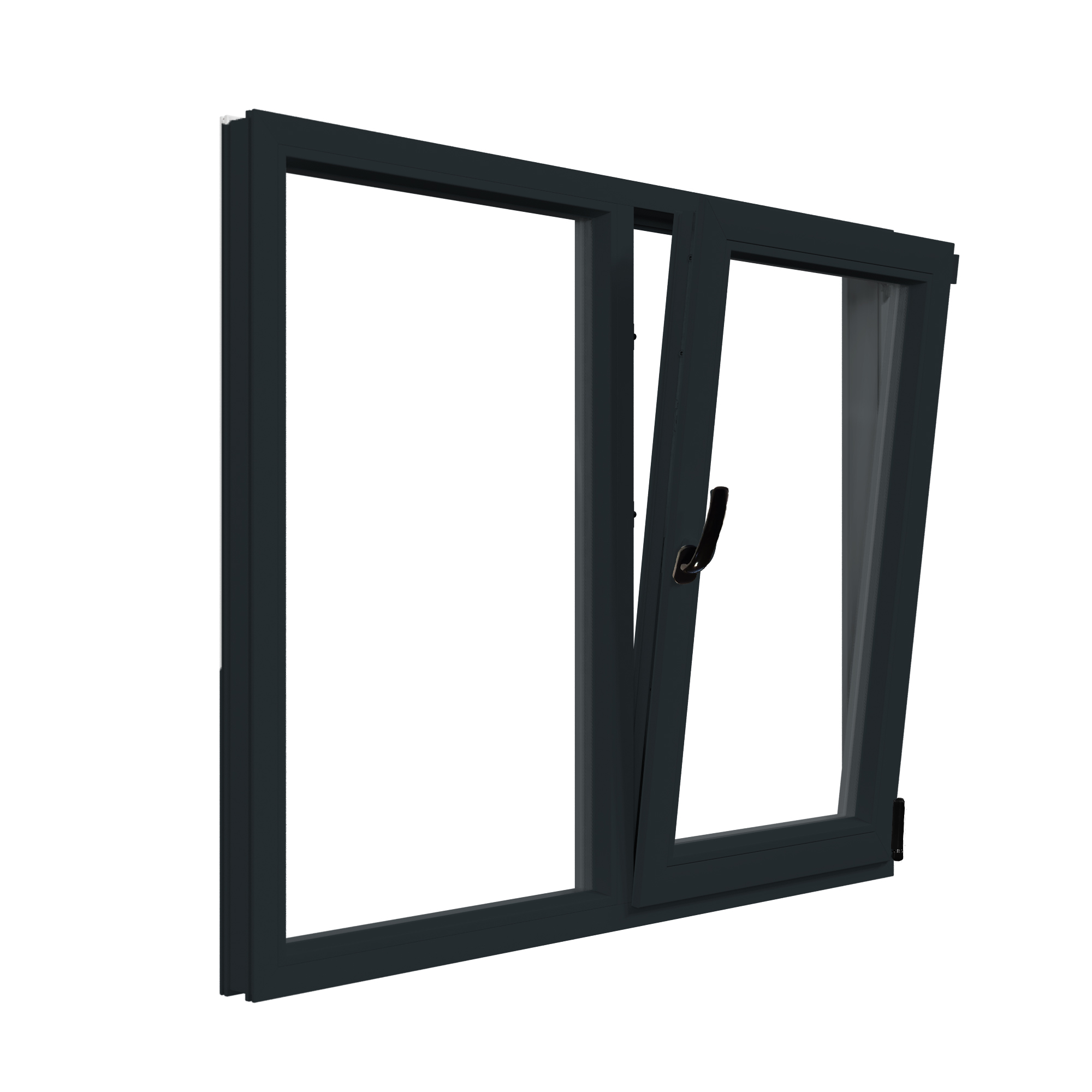 Fereastra termopan APLAST, PVC, 6 camere, 146 x 116 cm, deschidere oscilobatanta stanga, gri antracit