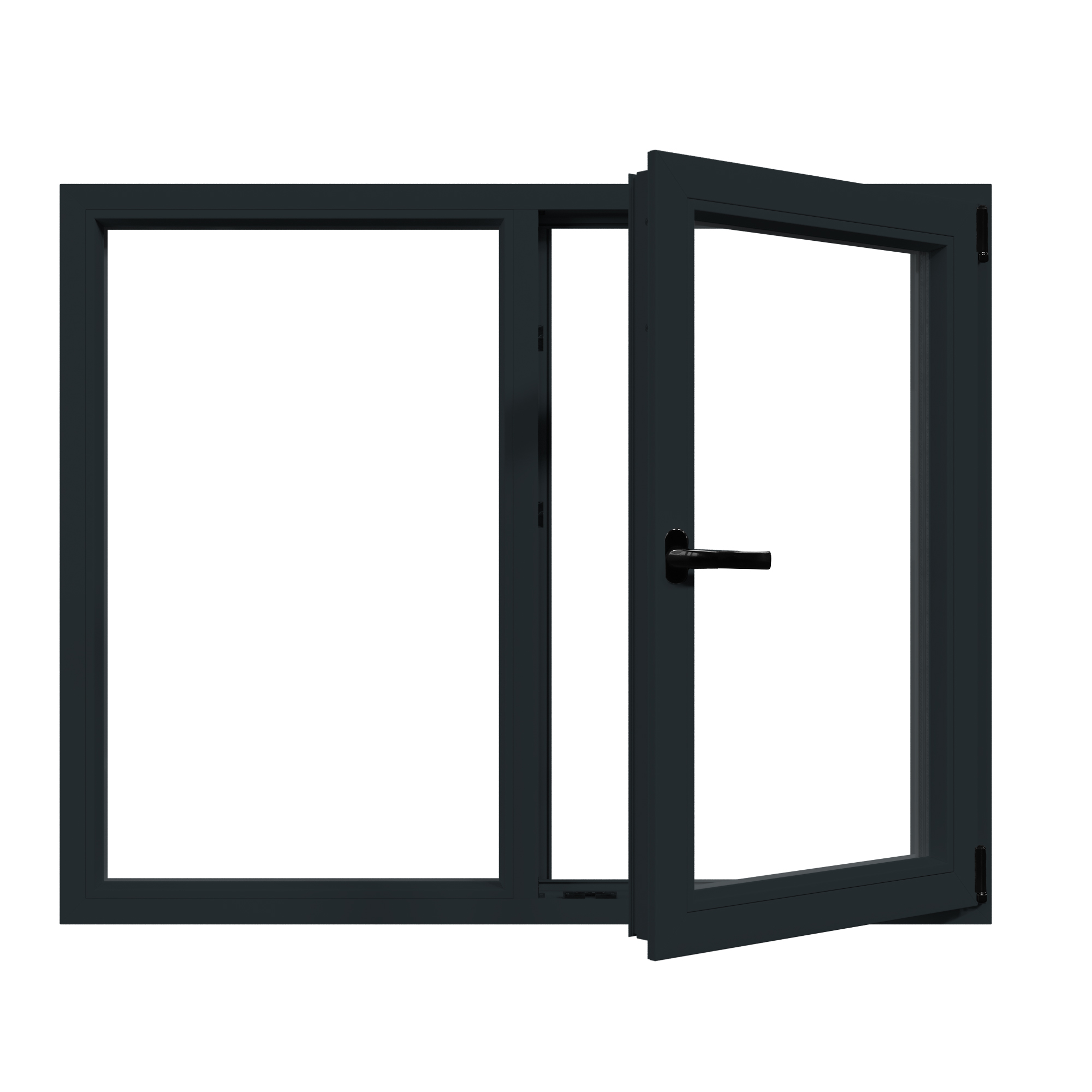 Fereastra termopan APLAST, PVC, 6 camere, 146 x 116 cm, deschidere oscilobatanta stanga, gri antracit
