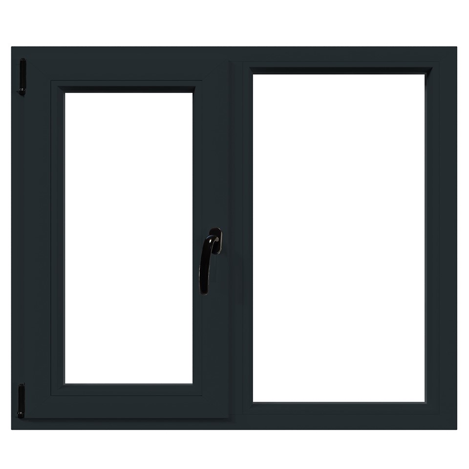 Fereastra termopan APLAST, PVC, 6 camere, 146 x 116 cm, deschidere oscilobatanta dreapta, gri antracit